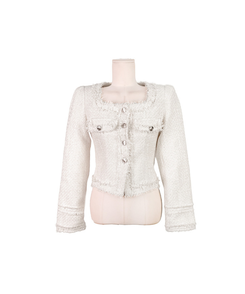 パールツイードゴールドノーカラージャケット