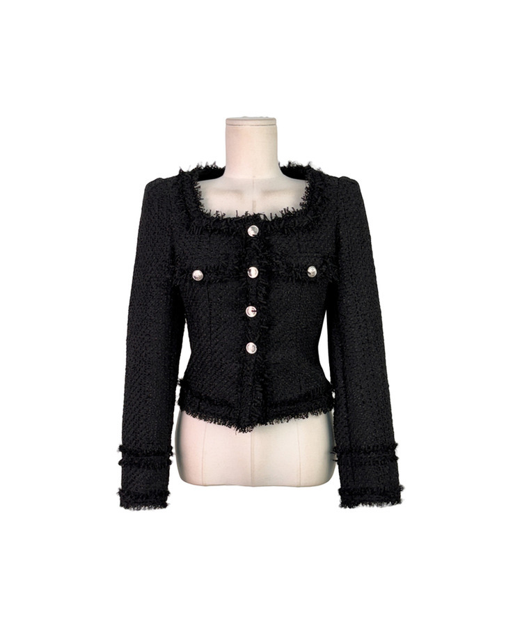 パールツイードゴールドノーカラージャケット