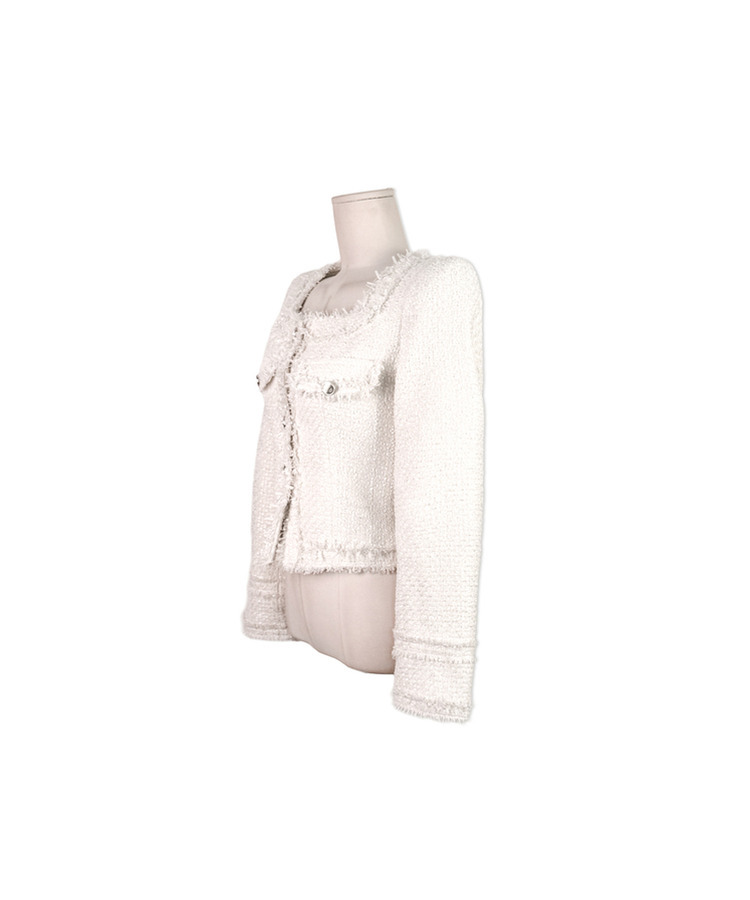 パールツイードゴールドノーカラージャケット