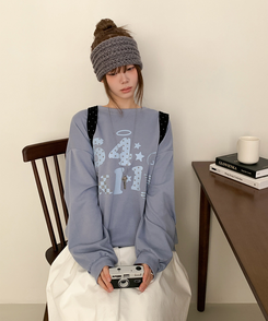 ドット64オーバーフィットトレーナー SKY BLUE