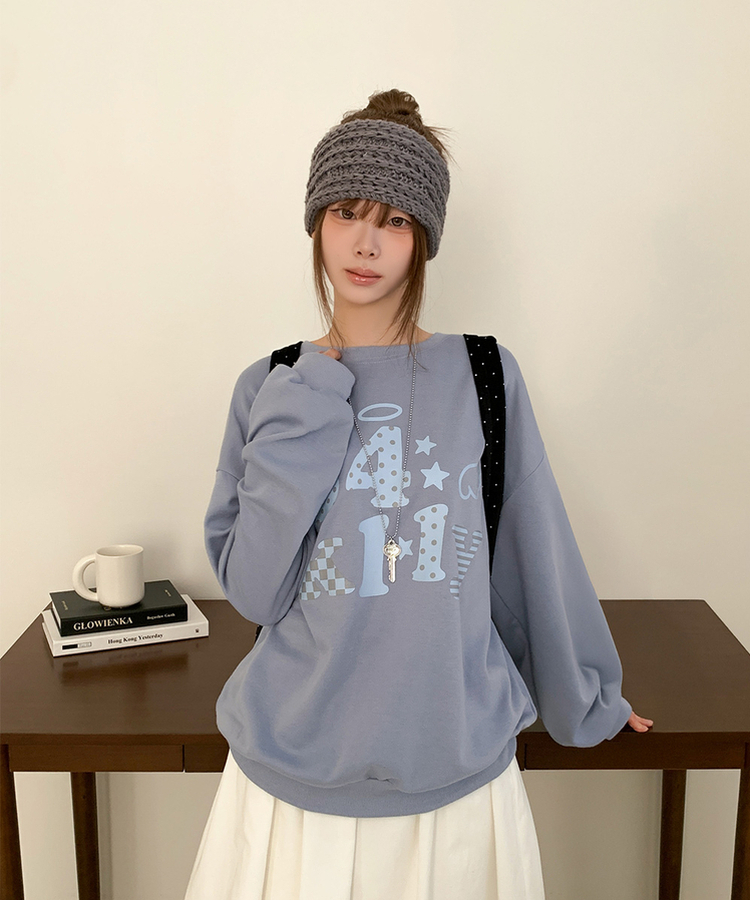 ドット64オーバーフィットトレーナー SKY BLUE