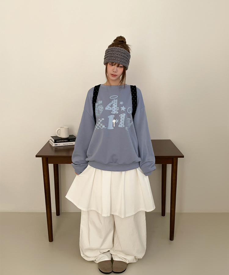 ドット64オーバーフィットトレーナー SKY BLUE