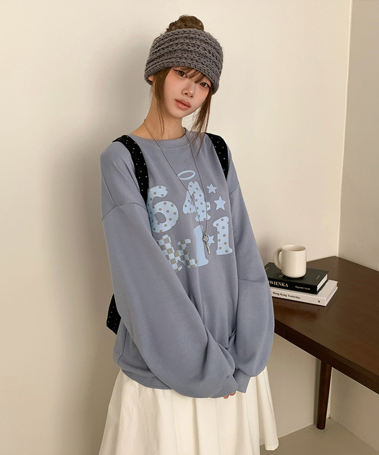 ドット64オーバーフィットトレーナー SKY BLUE