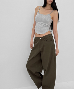 【カップ付き】ベーシックラウンドキャミソール(5color) GREY