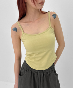 【カップ付き】ベーシックラウンドキャミソール(5color) LIGHT GREEN