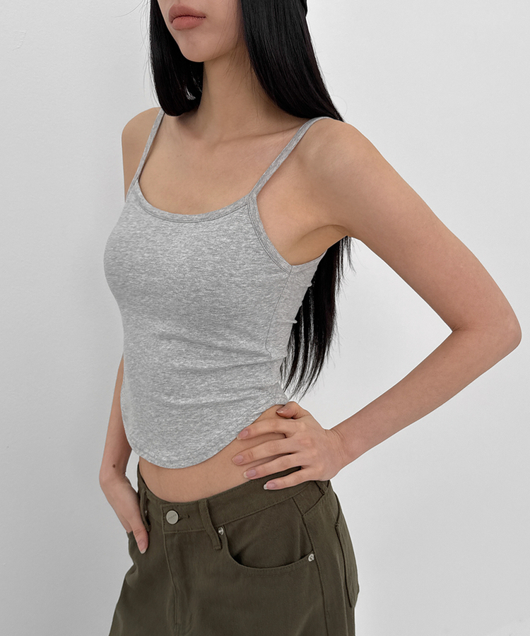 【カップ付き】ベーシックラウンドキャミソール(5color) GREY