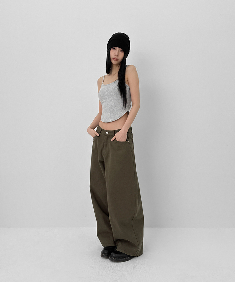 【カップ付き】ベーシックラウンドキャミソール(5color) GREY