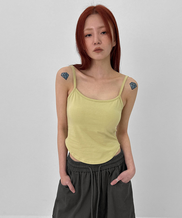 【カップ付き】ベーシックラウンドキャミソール(5color) LIGHT GREEN