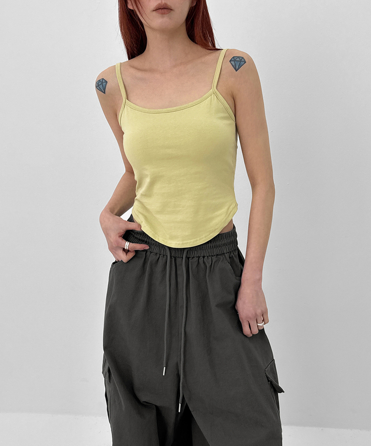 【カップ付き】ベーシックラウンドキャミソール(5color) LIGHT GREEN