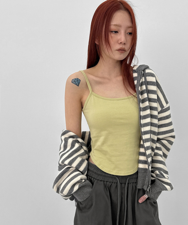 【カップ付き】ベーシックラウンドキャミソール(5color) LIGHT GREEN