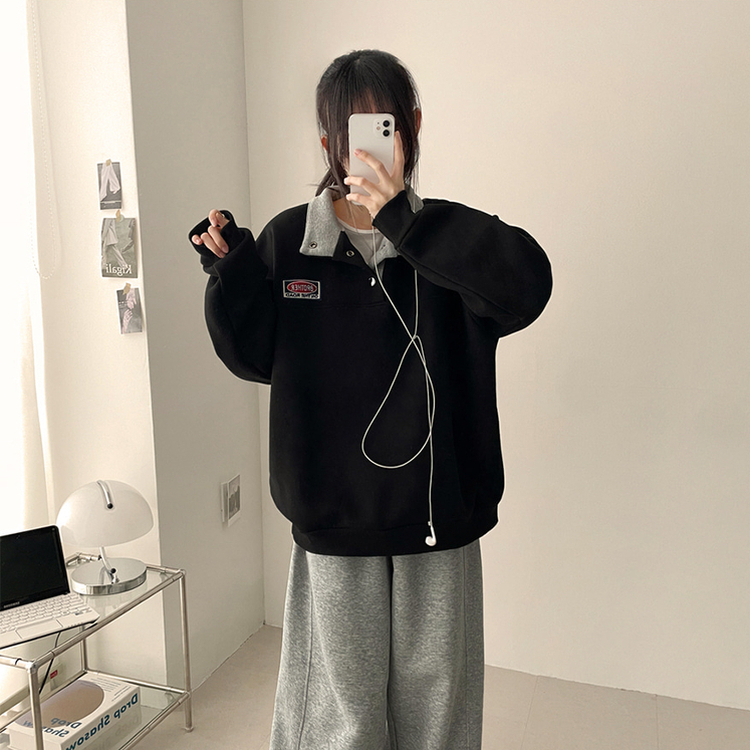 パッチバイカラースウェット BLACK