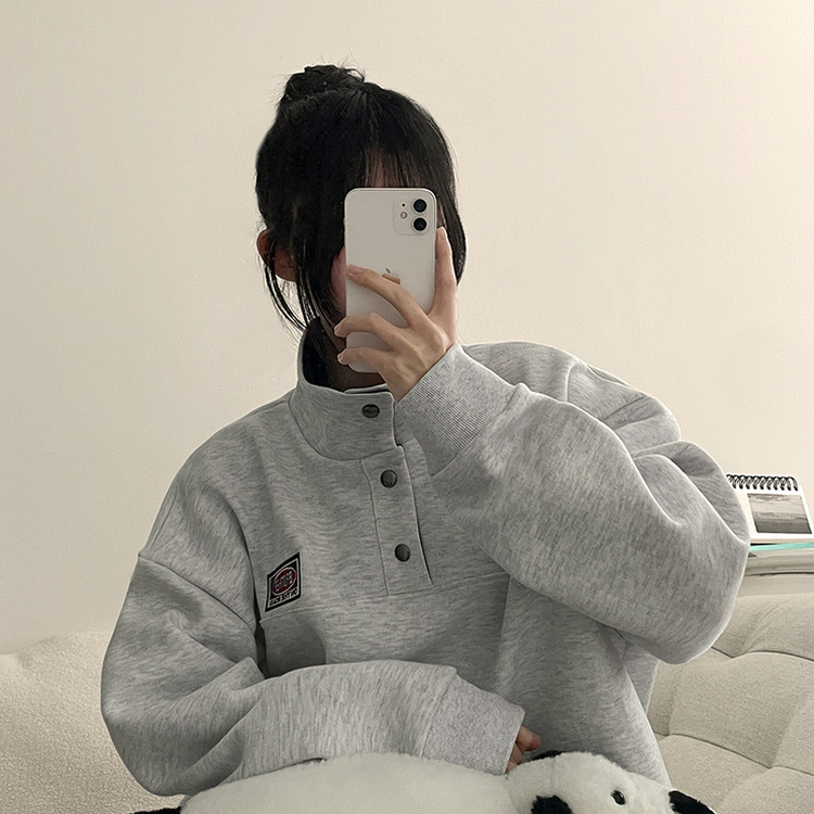 パッチバイカラースウェット WHITE MELANGE