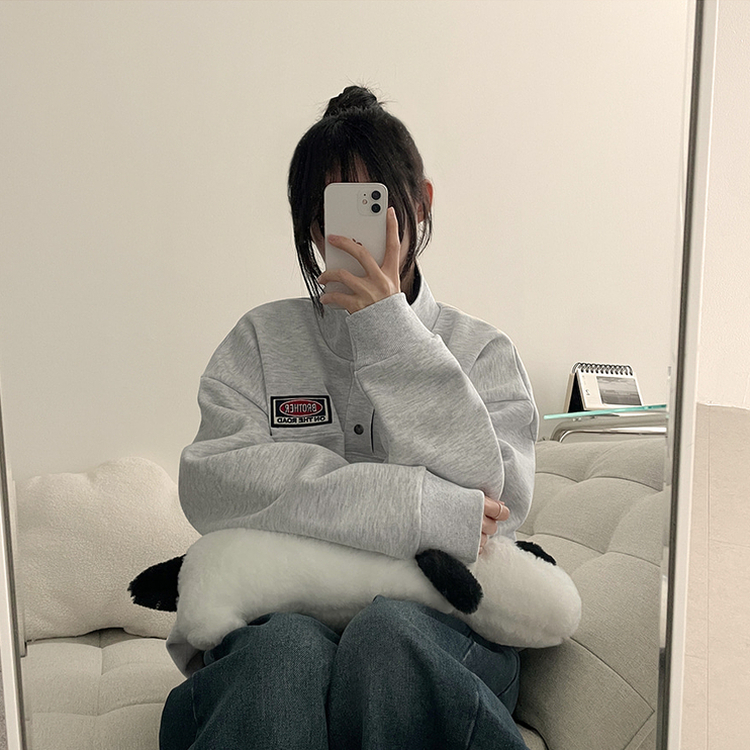 パッチバイカラースウェット WHITE MELANGE