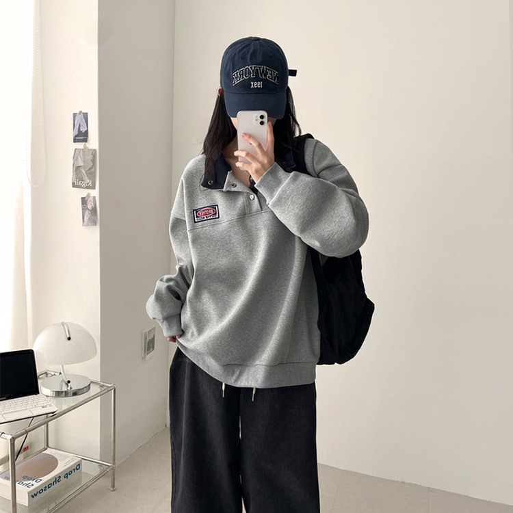 パッチバイカラースウェット GREY