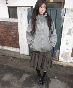 フリルミディバンディングスカート CHARCOAL