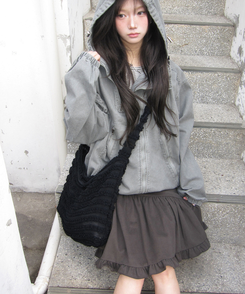 フリルミディバンディングスカート CHARCOAL