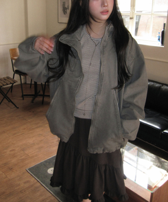 フリルミディバンディングスカート CHARCOAL