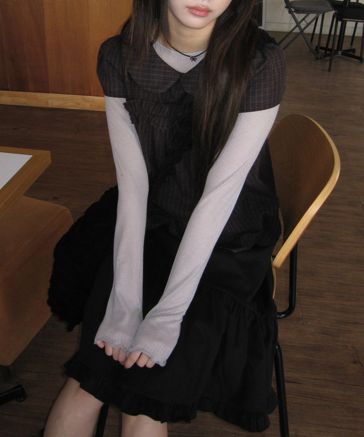 フリルミディバンディングスカート BLACK