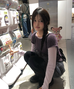 Uネックレイヤード半袖ニット PURPLE