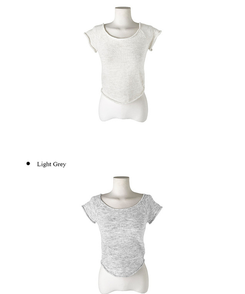 Uネックレイヤード半袖ニット