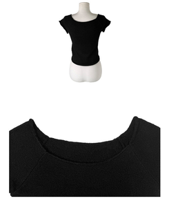 Uネックレイヤード半袖ニット