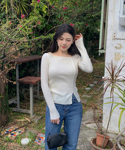 リボンスリムニット(5color) IVORY