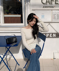 リボンスリムニット(5color) IVORY