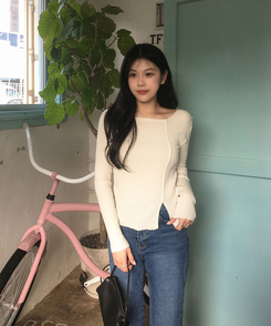 リボンスリムニット(5color) IVORY