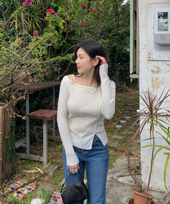 リボンスリムニット(5color) IVORY