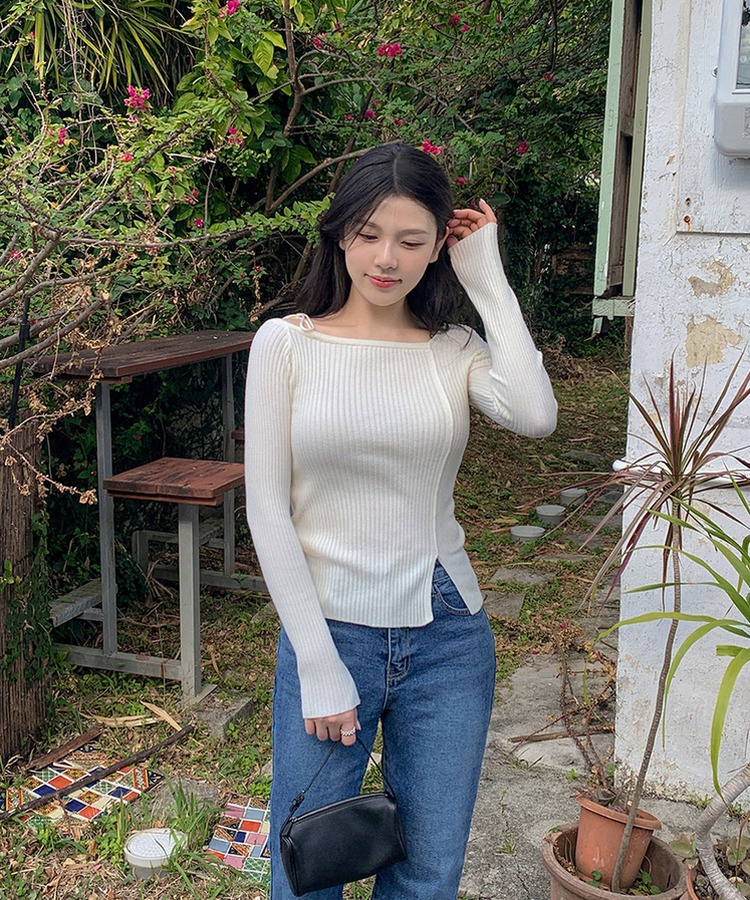 リボンスリムニット(5color) IVORY