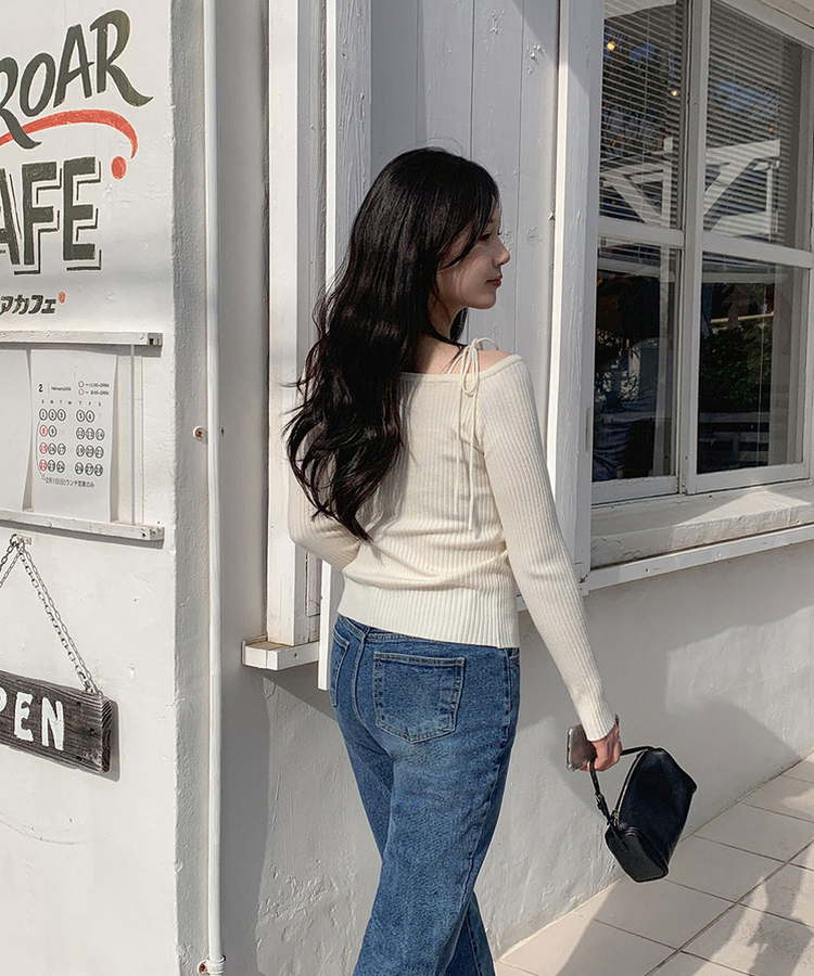 リボンスリムニット(5color) IVORY