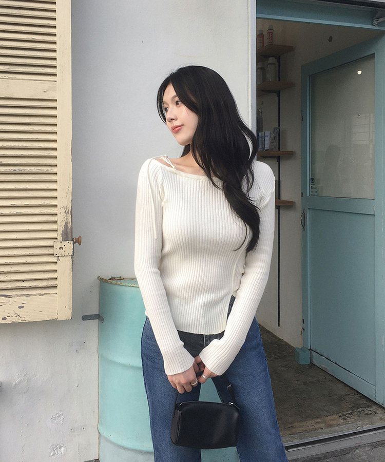 リボンスリムニット(5color) IVORY