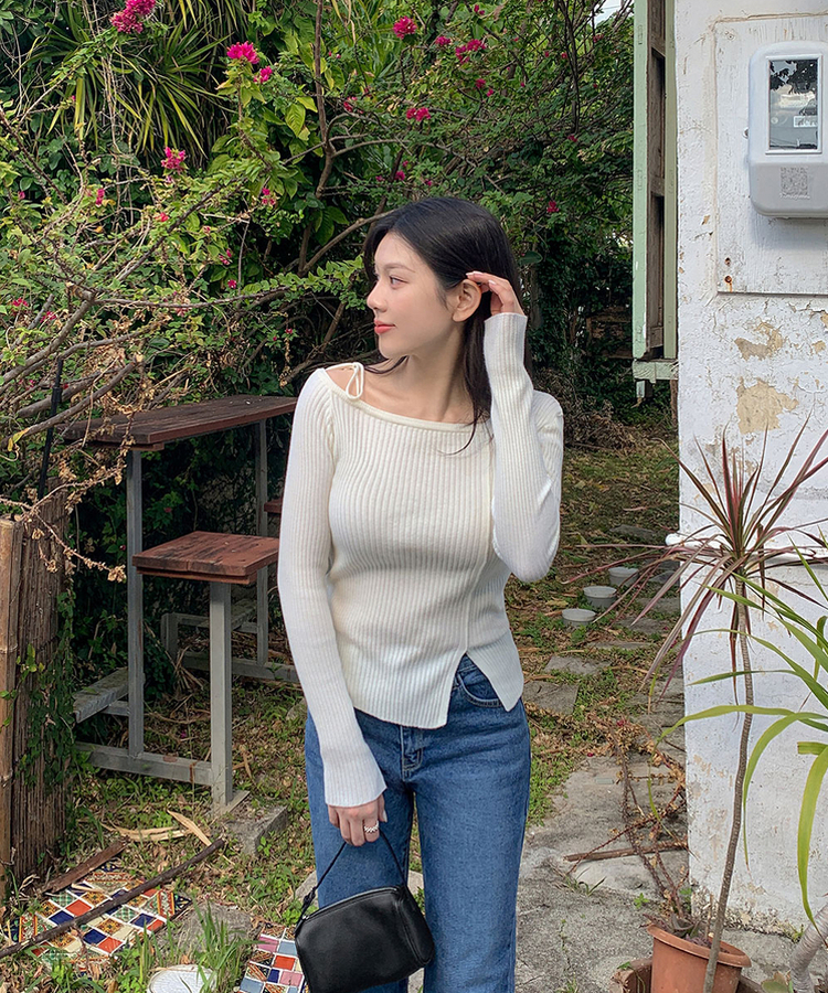 リボンスリムニット(5color) IVORY