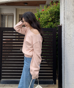 クロップワンショルダートップス PINK