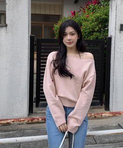 クロップワンショルダートップス PINK