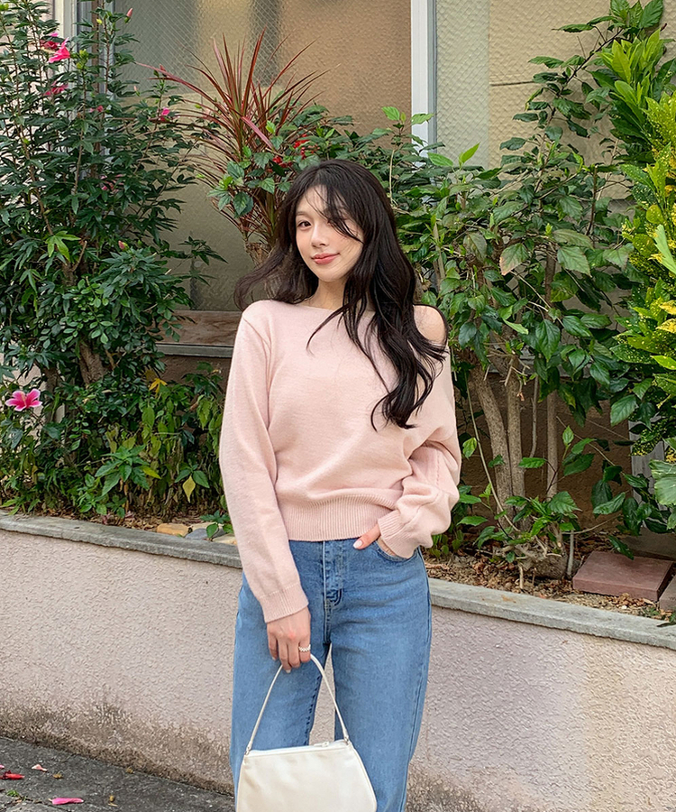 クロップワンショルダートップス PINK