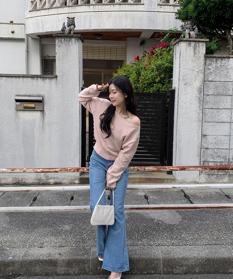 クロップワンショルダートップス PINK