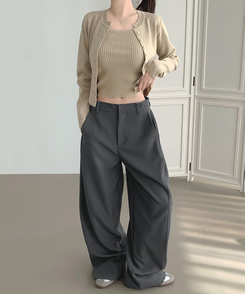 【丈別】サイドスリットスラックスパンツ CHARCOAL