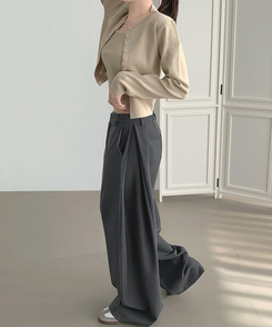 【丈別】サイドスリットスラックスパンツ CHARCOAL