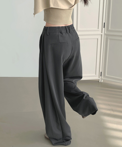 【丈別】サイドスリットスラックスパンツ CHARCOAL