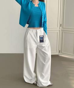 【丈別】サイドスリットスラックスパンツ WHITE