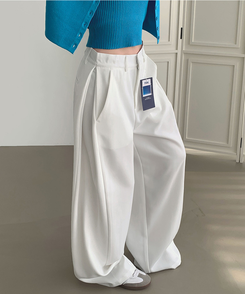 【丈別】サイドスリットスラックスパンツ WHITE