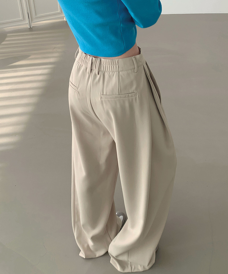 【丈別】サイドスリットスラックスパンツ BEIGE