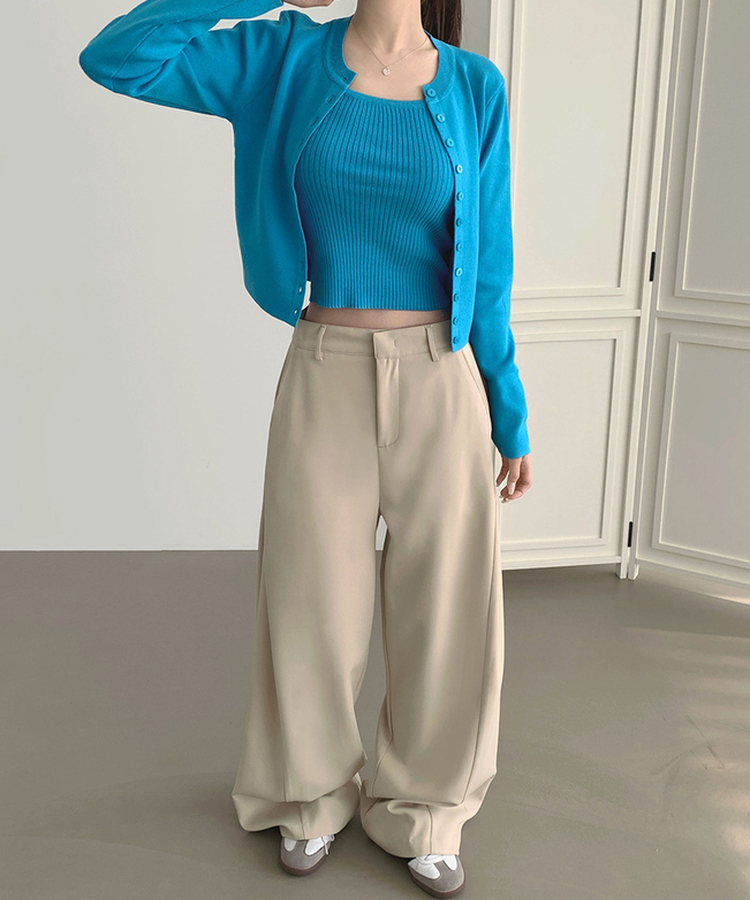 【丈別】サイドスリットスラックスパンツ BEIGE