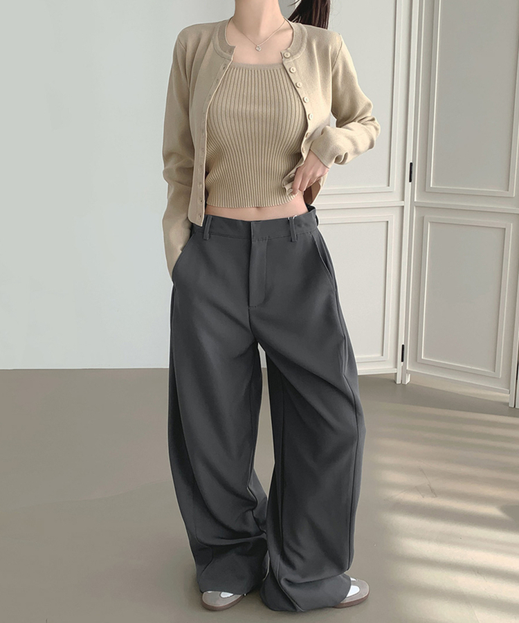 【丈別】サイドスリットスラックスパンツ CHARCOAL