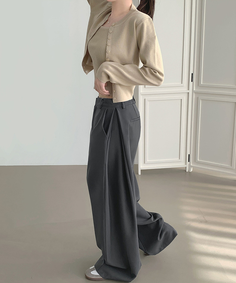 【丈別】サイドスリットスラックスパンツ CHARCOAL