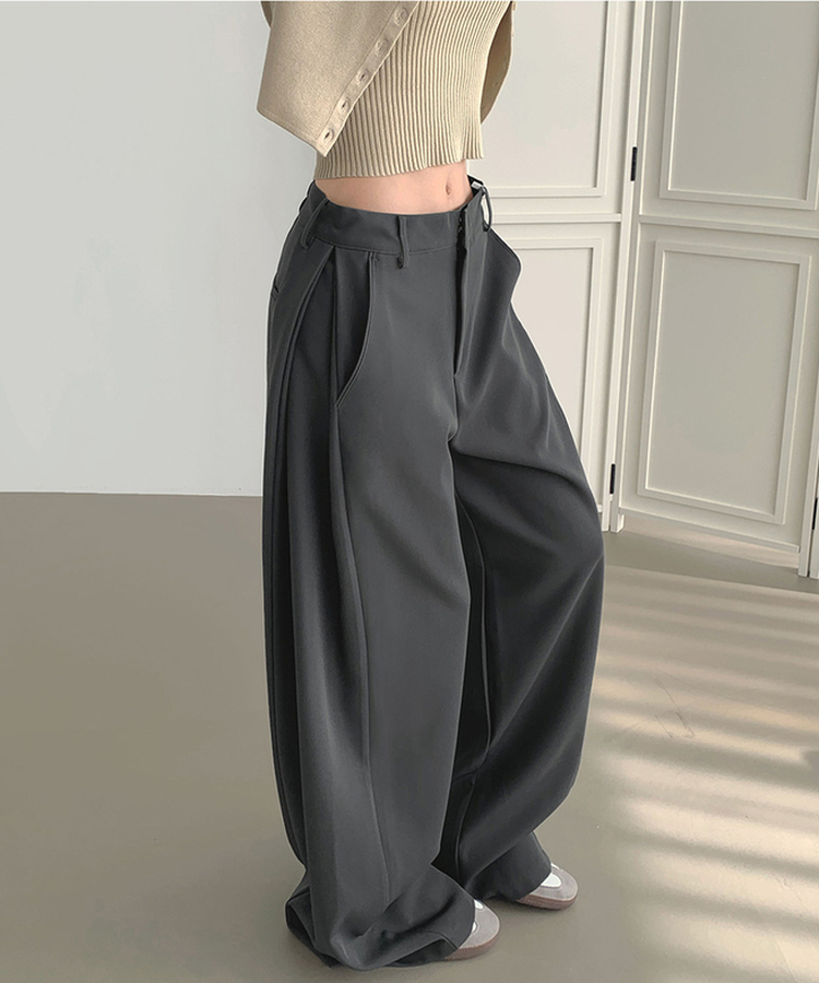 【丈別】サイドスリットスラックスパンツ CHARCOAL