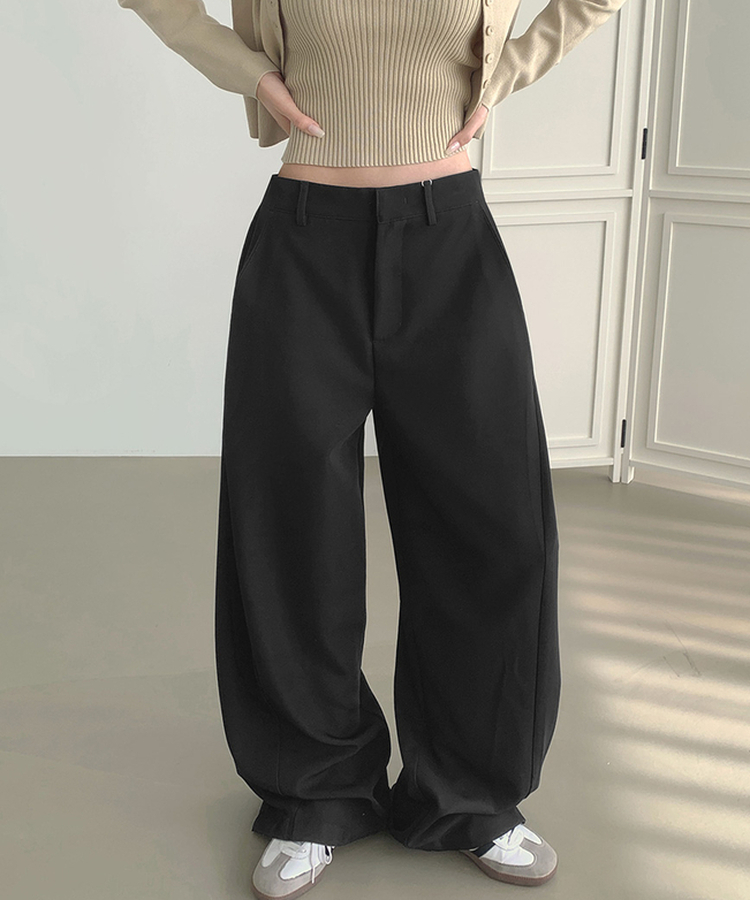 【丈別】サイドスリットスラックスパンツ BLACK