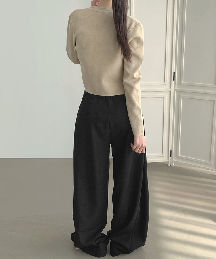 【丈別】サイドスリットスラックスパンツ BLACK