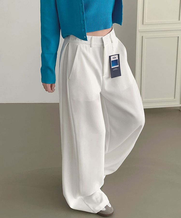 【丈別】サイドスリットスラックスパンツ WHITE